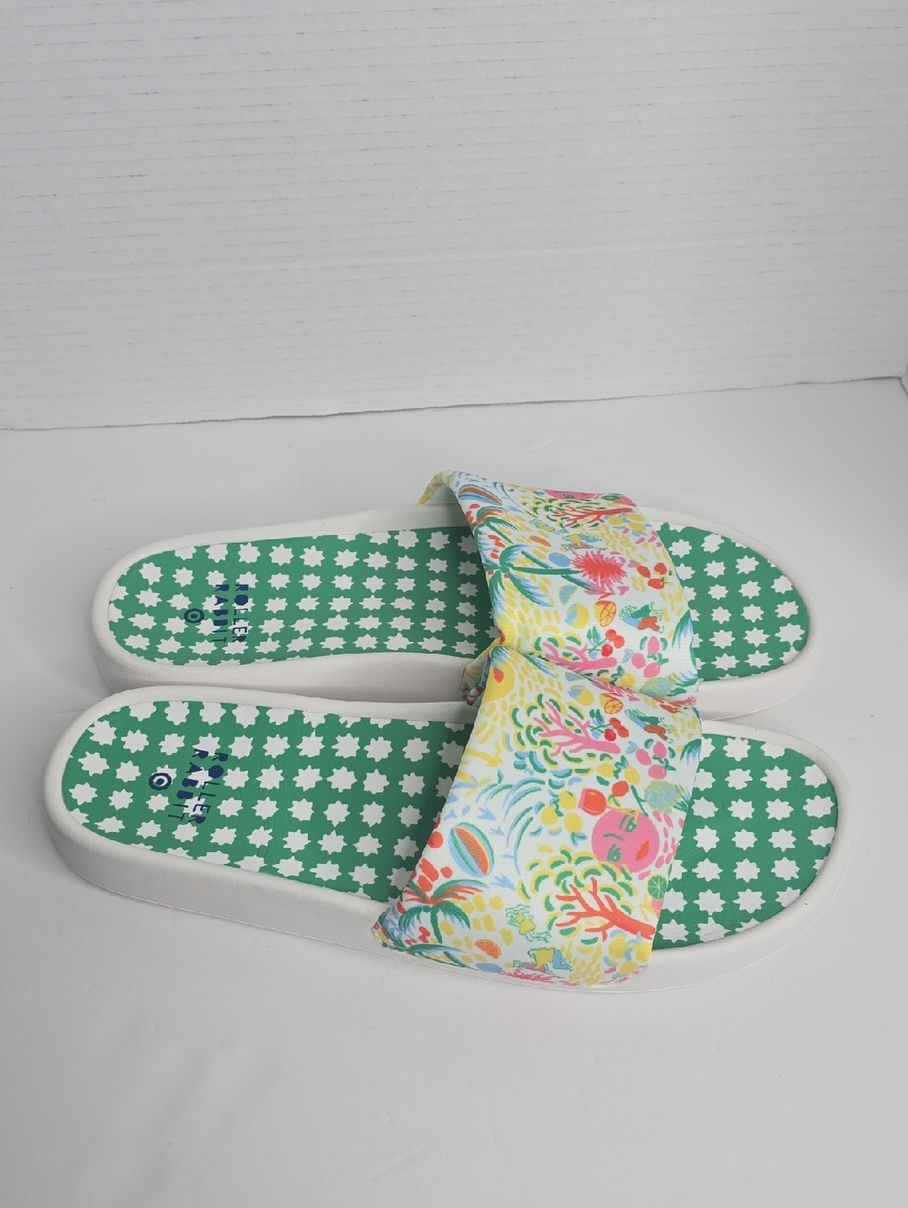 Roller Rabbit x Target Women's Green Vacation Star Geo Sandals Slides Size 12 - Picture 6 of 6